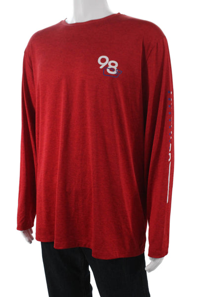 Vineyard Vines Mens Red Long Sleeve Graphic T-Shirt Polyester Crew Neck Size XL