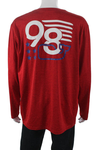 Vineyard Vines Mens Red Long Sleeve Graphic T-Shirt Polyester Crew Neck Size XL