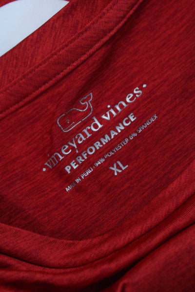 Vineyard Vines Mens Red Long Sleeve Graphic T-Shirt Polyester Crew Neck Size XL
