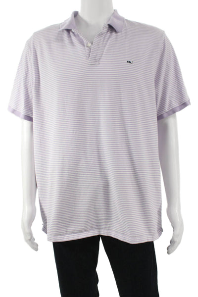 Vineyard Vines Mens Purple Striped Short Sleeve Polo Shirt Size XL