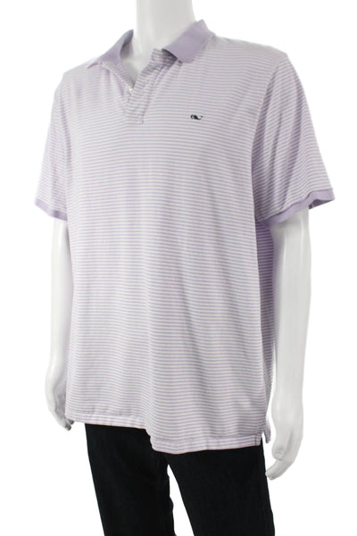 Vineyard Vines Mens Purple Striped Short Sleeve Polo Shirt Size XL