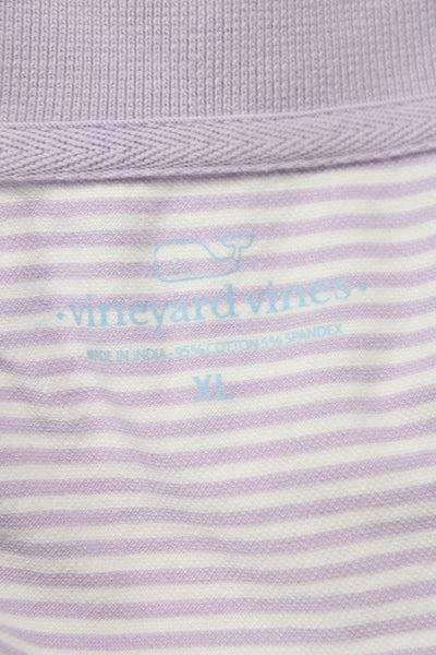 Vineyard Vines Mens Purple Striped Short Sleeve Polo Shirt Size XL