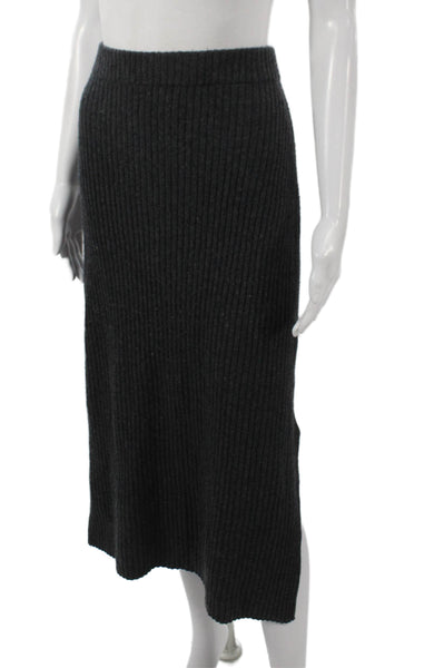 Boss Hugo Boss Women Straight Pencil Virgin Wool Midi Skirt Gray Size L