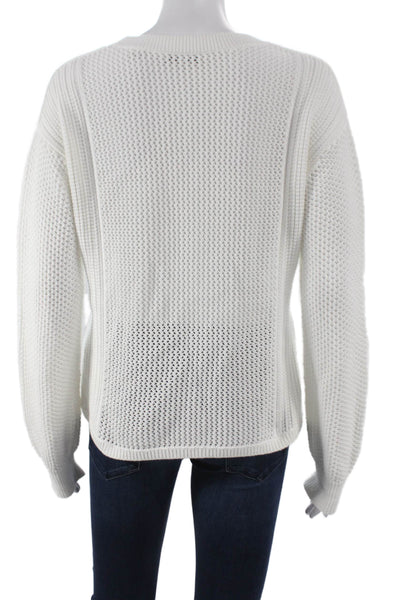 Vince Womens Cotton Pullover Sweater Crew Neck Long Sleeve White Size M