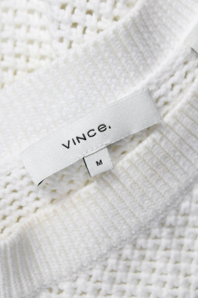 Vince Womens Cotton Pullover Sweater Crew Neck Long Sleeve White Size M