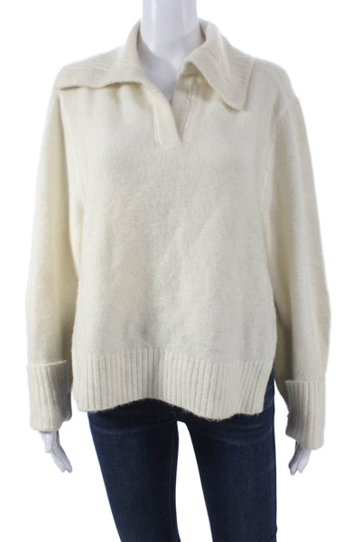 3.1 Phillip Lim Womens Ivory Wool Collared Pullover Sweater Long Sleeve Size M