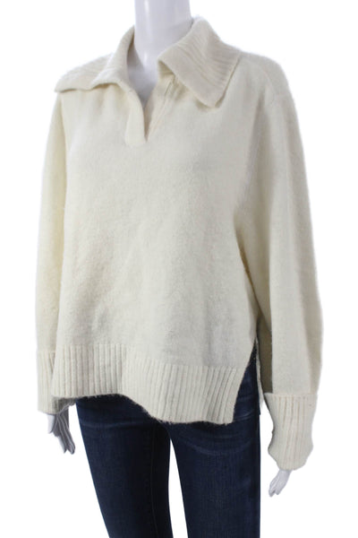 3.1 Phillip Lim Womens Ivory Wool Collared Pullover Sweater Long Sleeve Size M