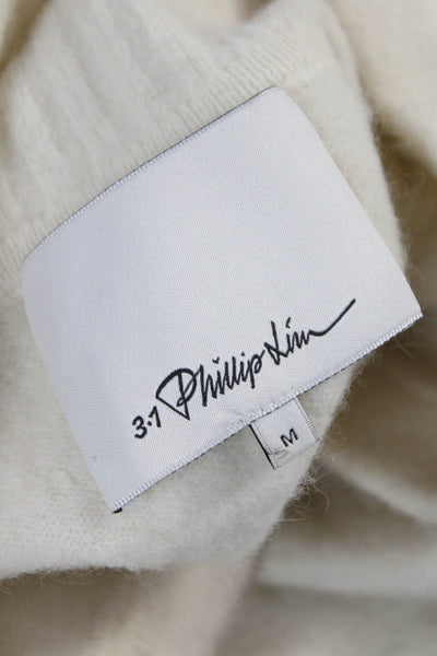 3.1 Phillip Lim Womens Ivory Wool Collared Pullover Sweater Long Sleeve Size M