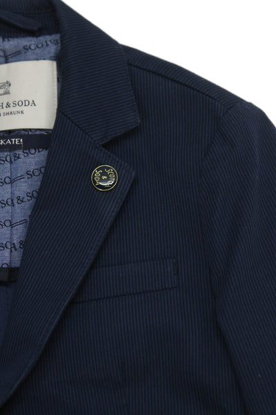 Scotch & Soda Childrens Boys Striped Blazer Jacket Navy Blue Cotton Size 6