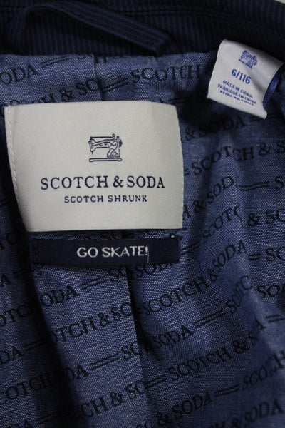 Scotch & Soda Childrens Boys Striped Blazer Jacket Navy Blue Cotton Size 6