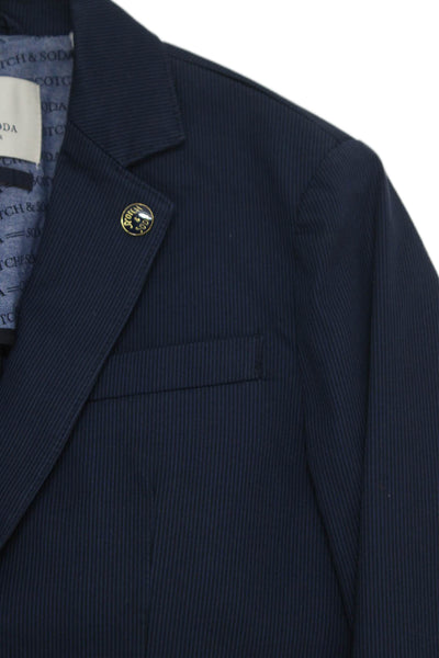 Scotch & Soda Childrens Boys Striped Blazer Jacket Navy Blue Cotton Size 12