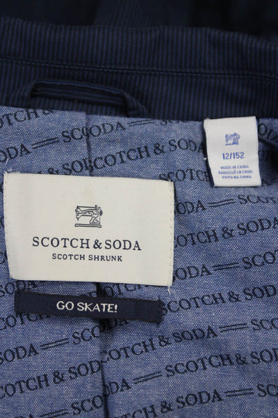 Scotch & Soda Childrens Boys Striped Blazer Jacket Navy Blue Cotton Size 12
