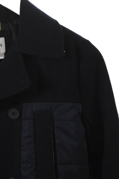 BOSS Childrens Boys Double Breasted Pea Coat Navy Blue Wool Size 12