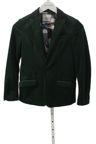 Scotch & Soda Childrens Boys Velvet Single Button Blazer Green Size 12