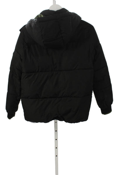 Scotch & Soda Childrens Boys Full Zipper Hooded Puffer Jacket Black Size 14