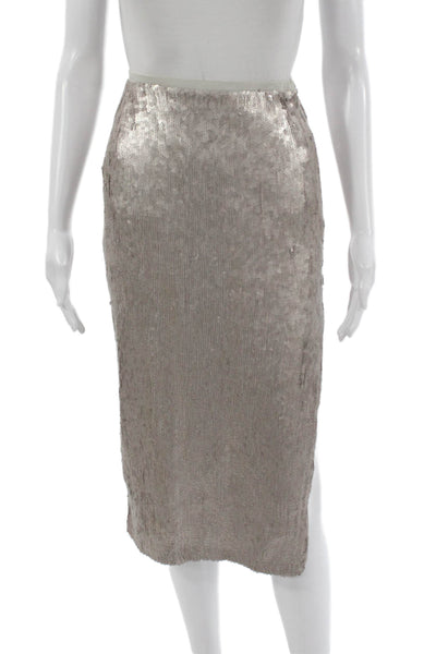 Chan Luu Women Silver Long Straight Pencil Skirt Viscose Zip Size XS