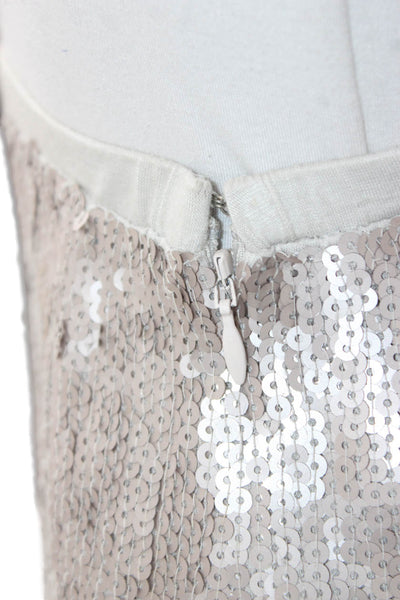 Chan Luu Women Silver Long Straight Pencil Skirt Viscose Zip Size XS