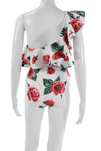 ONIA Womens White Floral Nylon One Piece Swimwear Size M