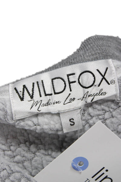 Wildfox Women Pullover Gray Boatneck Geometric Stars Long Sleeve Size S