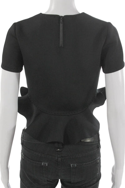 Cynthia Rowley Women Cropped Black Short Sleeve Blouse Size XS
