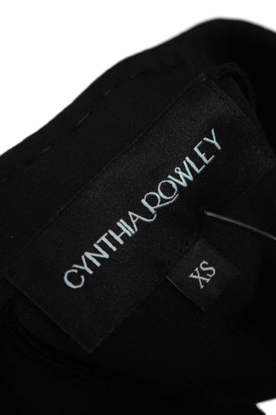 Cynthia Rowley Women Cropped Black Short Sleeve Blouse Size XS