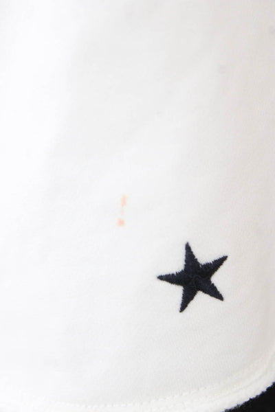 Pam & Gela Women White Star Print Cotton Pullover Long Sleeve Size S