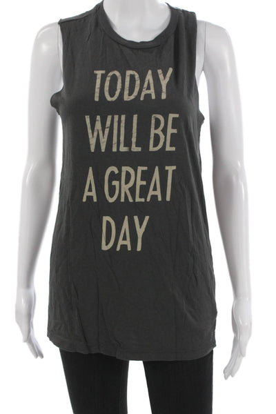 Daydreamer Women Sleeveless Tank Gray Round Neck Supima Cotton Size One Size