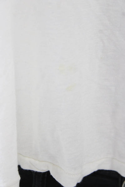 We The Free Women Basic Boatneck Short Sleeve T-Shirt White Rayon Linen Size XS