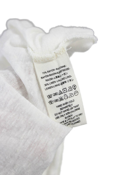 We The Free Women Basic Boatneck Short Sleeve T-Shirt White Rayon Linen Size XS