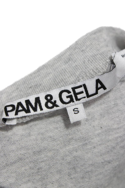 Pam & Gela Womens Basic Gray Cotton Crew Neck Star Print T-Shirt Size S