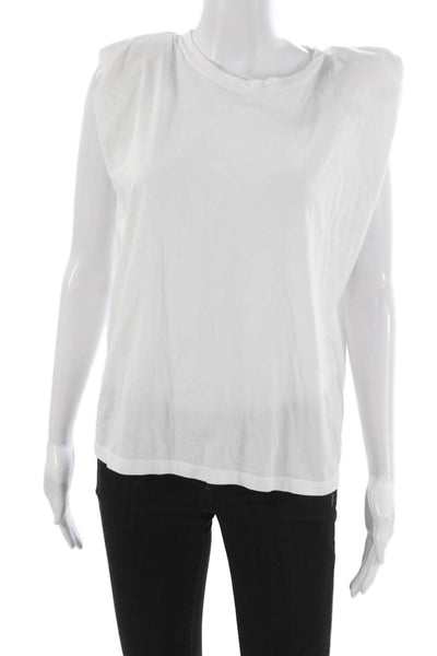 Le Superbe Womens White Cotton Basic T-Shirt Crew Neck Size M