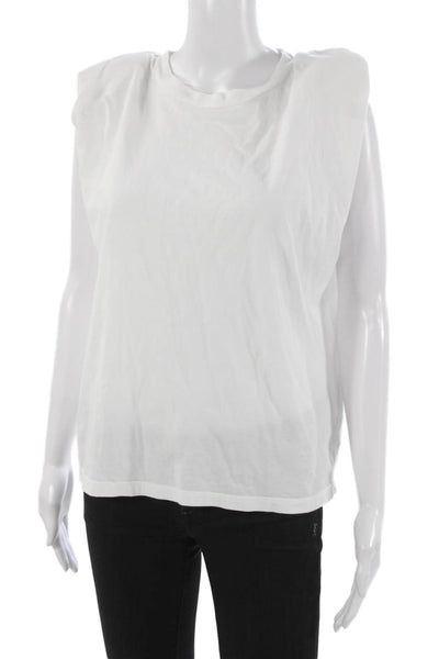 Le Superbe Womens White Cotton Basic T-Shirt Crew Neck Size M