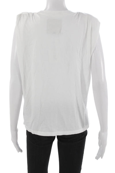 Le Superbe Womens White Cotton Basic T-Shirt Crew Neck Size M