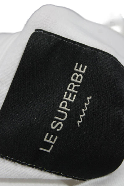 Le Superbe Womens White Cotton Basic T-Shirt Crew Neck Size M