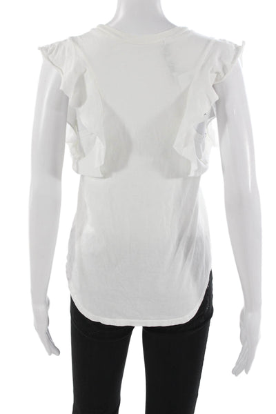 Pam & Gela Womens Basic White Cotton Scoop Neck T-Shirt Size PP