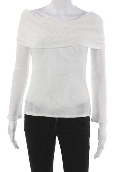 Beautiful People Womens White Off Shoulder Basic Blouse Long Sleeve Size S