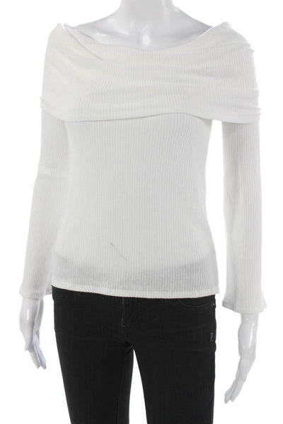 Beautiful People Womens White Off Shoulder Basic Blouse Long Sleeve Size S