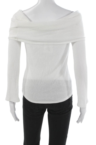 Beautiful People Womens White Off Shoulder Basic Blouse Long Sleeve Size S