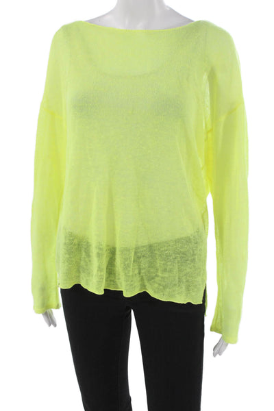 Feel The Piece Unisex Yellow Linen Pullover Sweater Long Sleeve Size One Size