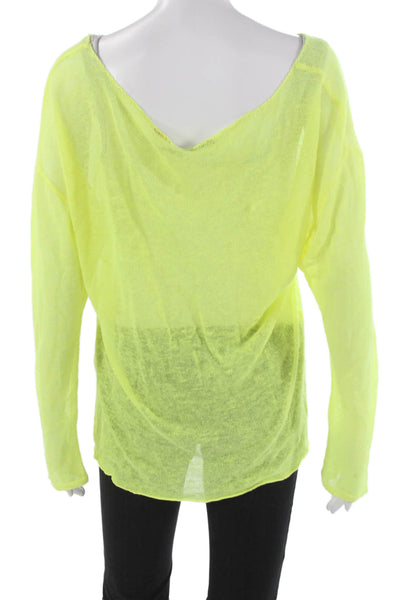 Feel The Piece Unisex Yellow Linen Pullover Sweater Long Sleeve Size One Size