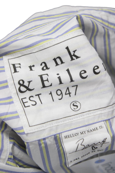 Frank & Eileen Womens White Striped Cotton Button-Up Long Sleeve Size S