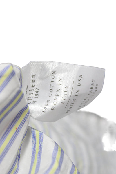Frank & Eileen Womens White Striped Cotton Button-Up Long Sleeve Size S