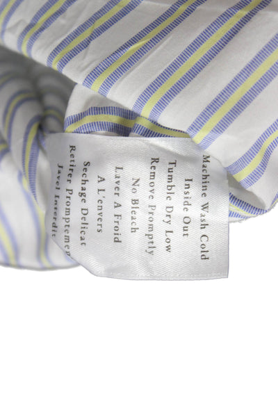Frank & Eileen Womens White Striped Cotton Button-Up Long Sleeve Size S