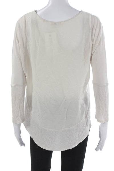 Rebecca Taylor Womens Silk Long Sleeve Basic Blouse Ivory Round Neck Size 0