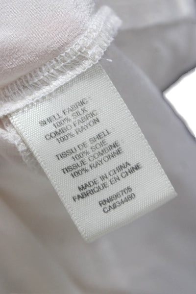 Rebecca Taylor Womens Silk Long Sleeve Basic Blouse Ivory Round Neck Size 0