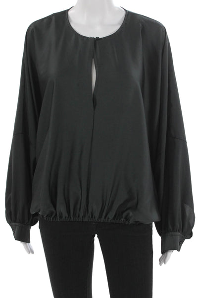COS Women Basic Black Polyester Long Sleeve Blouse Round Neck Size M