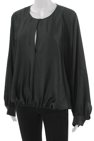 COS Women Basic Black Polyester Long Sleeve Blouse Round Neck Size M
