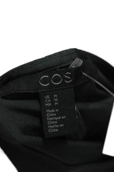 COS Women Basic Black Polyester Long Sleeve Blouse Round Neck Size M