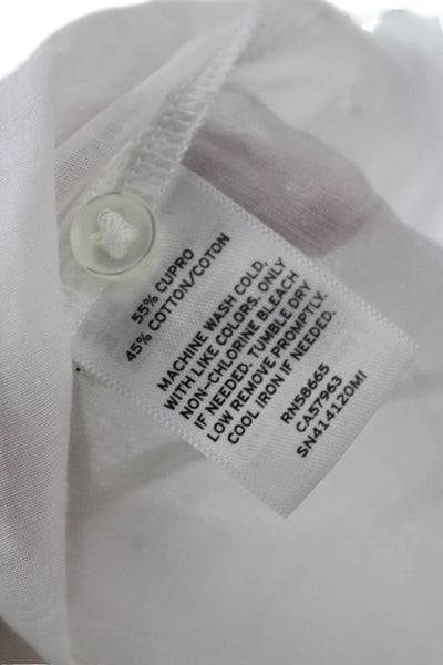 Something Navy Womens Cupro Collared Button Long Sleeve Blouse White Size S