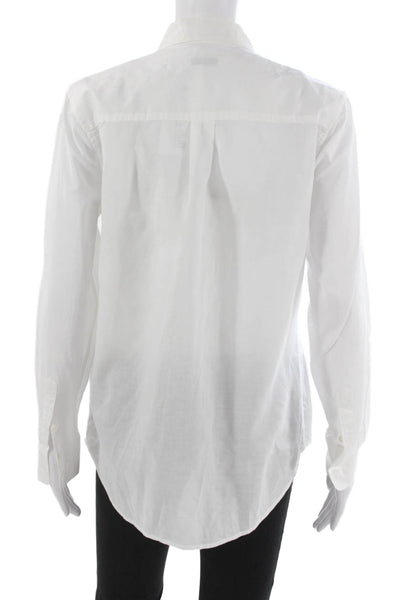 Equipment Femme Women Basic White Cotton Collared Long Sleeve Button-Up Size XS